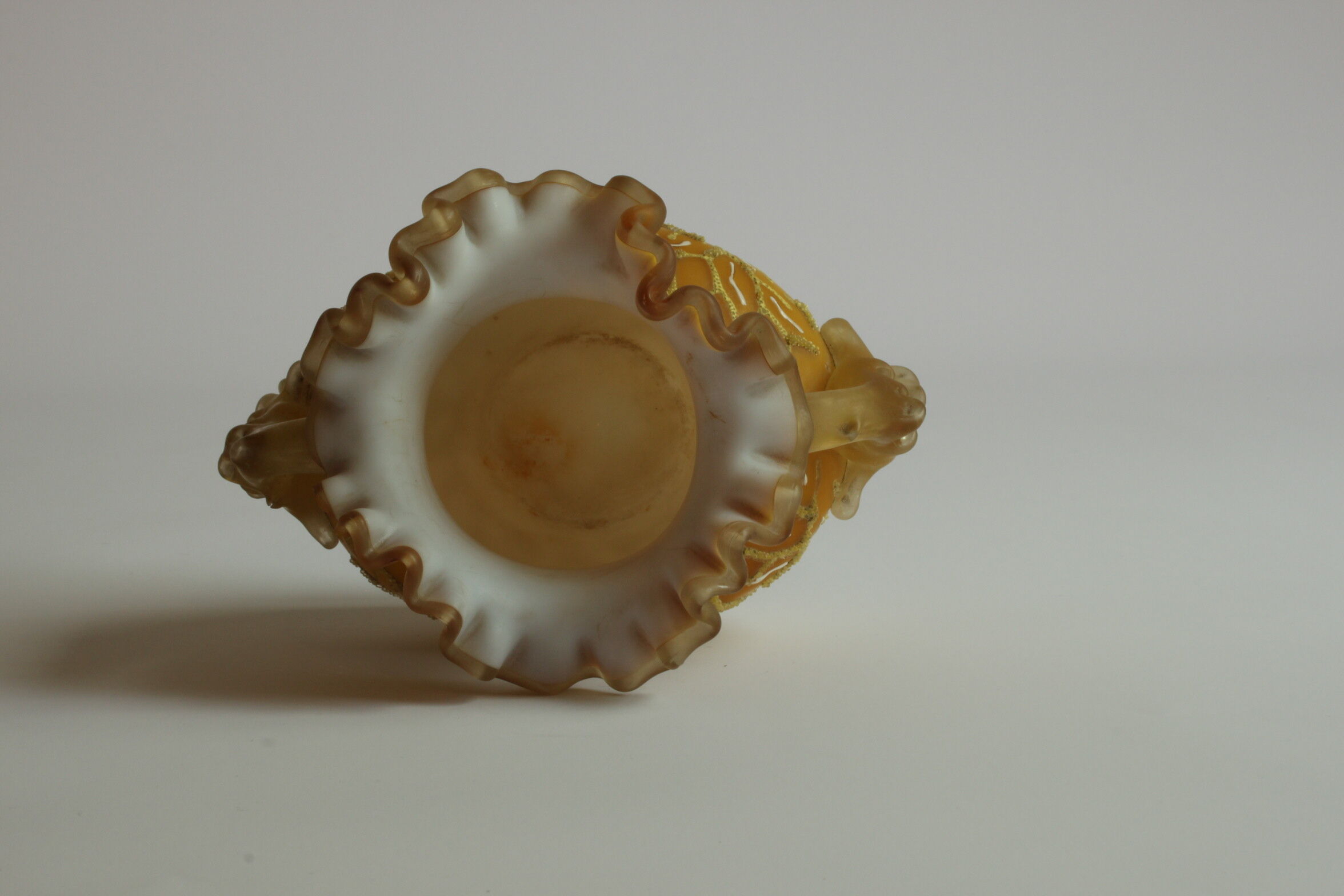 Victorian glass peach sunrise coralene vase, late 19th century.