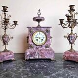 Clock And Its Two Candlesticks Napoleon III Period