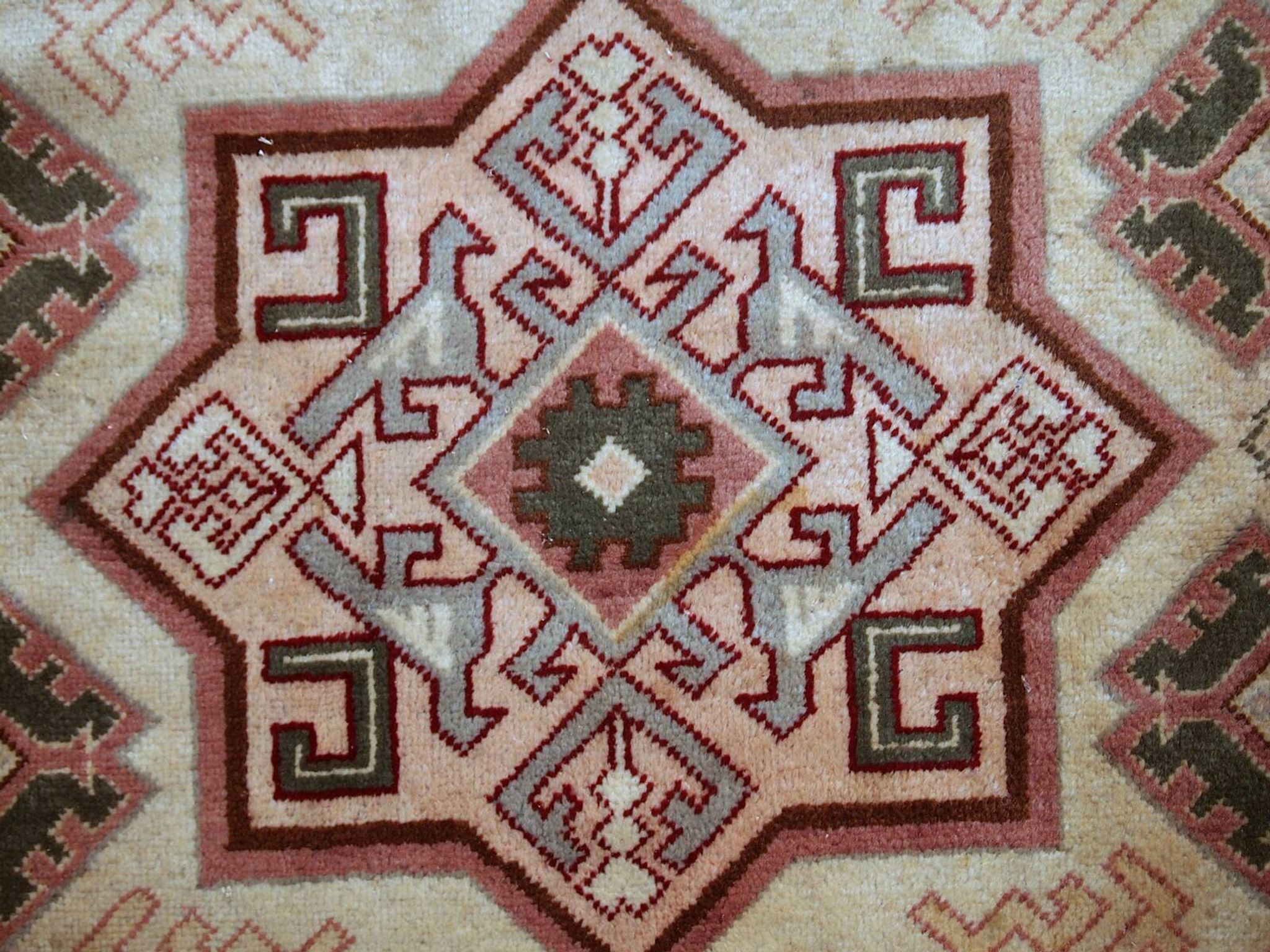Tapis Vintage Sivas Turc en Laine, Années 1960, Design Géométrique