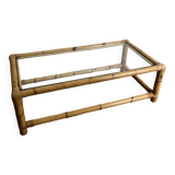 Table basse en bambou rotin et verre