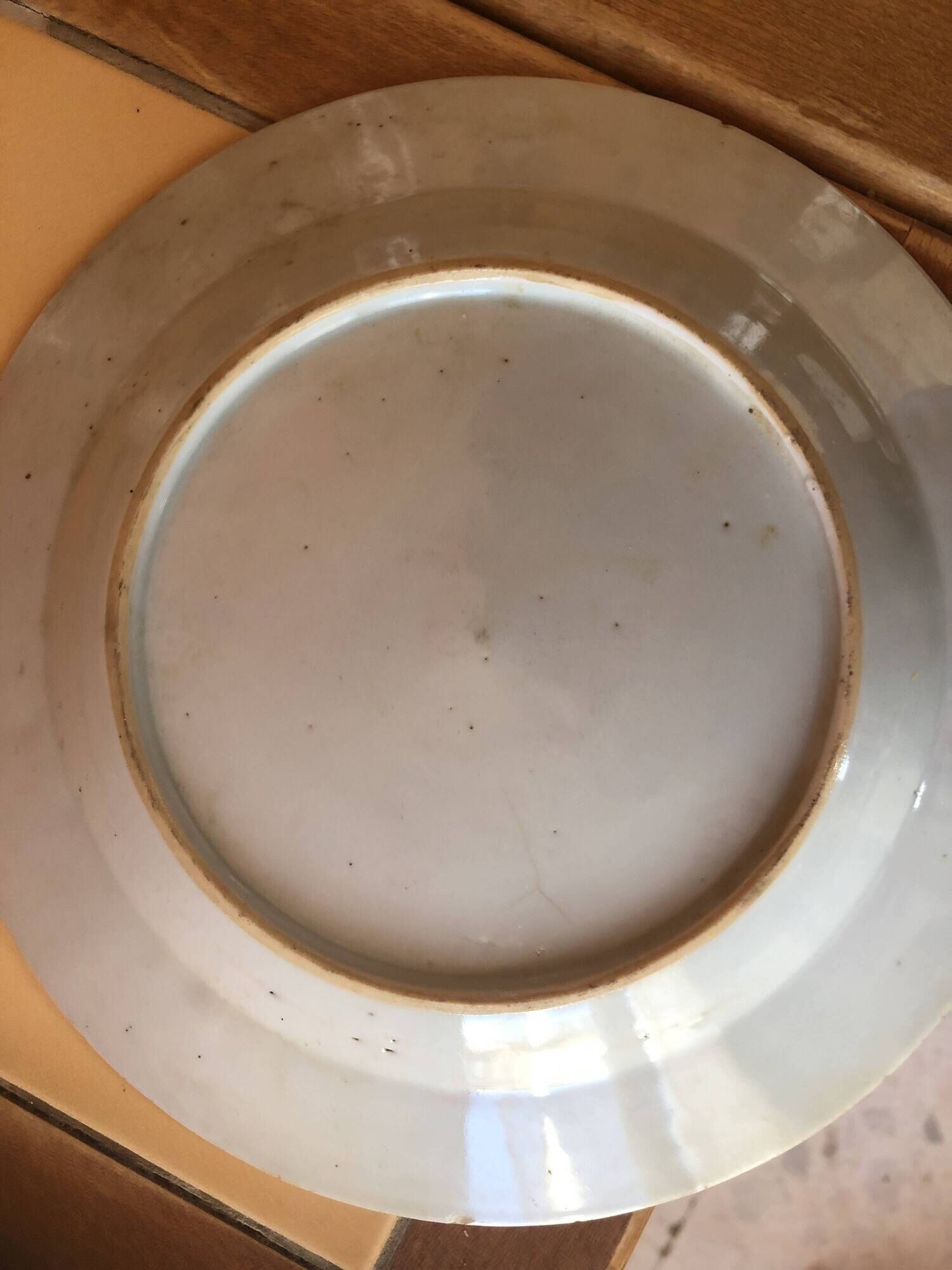 China plate porcelain xviii compagnie des indes orange blue flower decoration