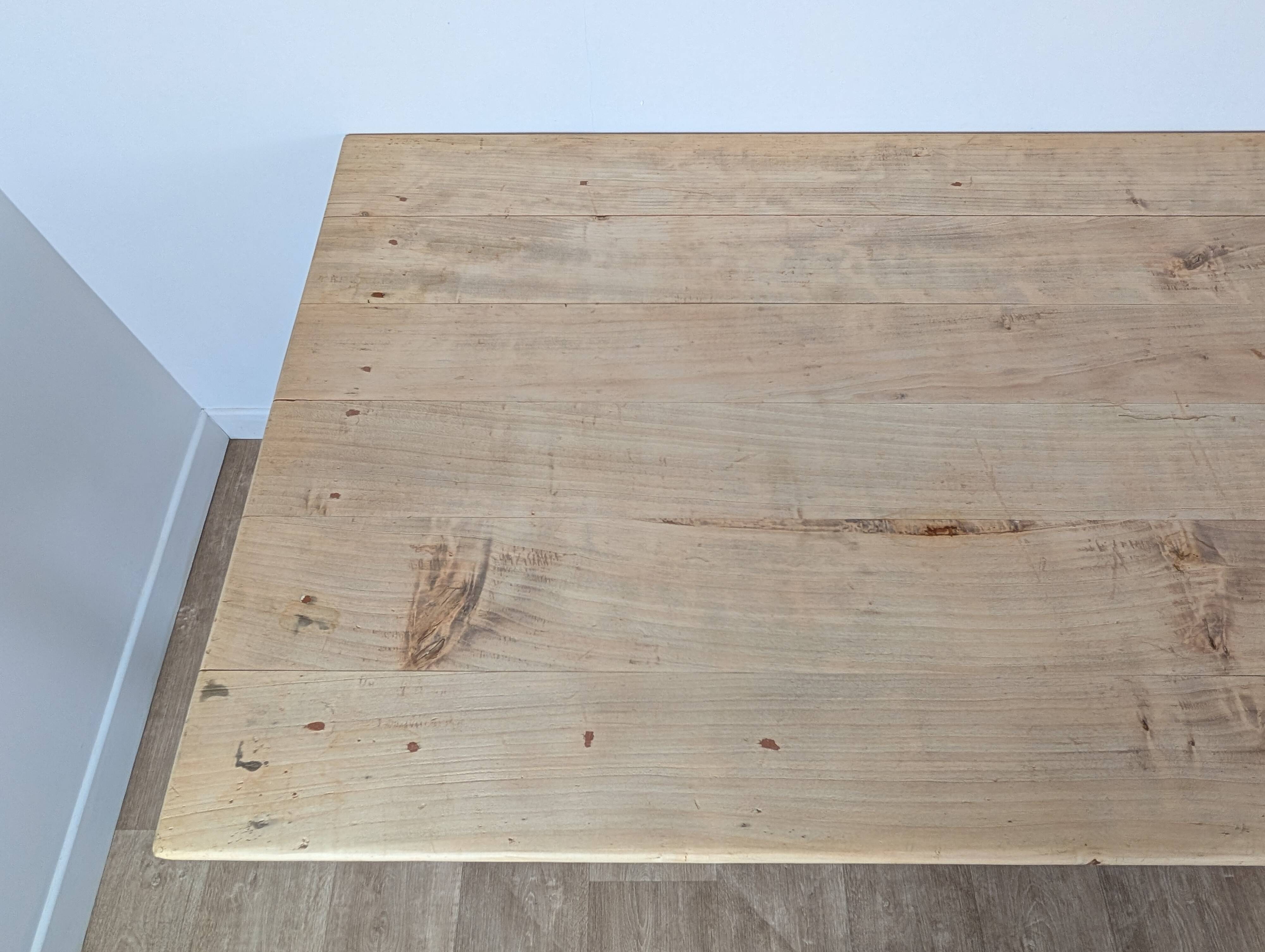 Raw wood farmhouse table