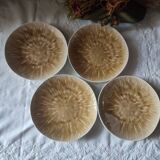 Set of 4 mushroom-style glazed ceramic plates