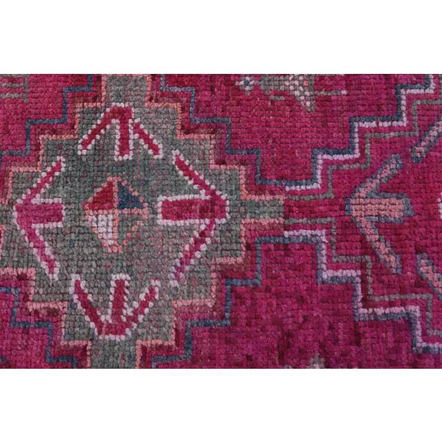 1970s Vintage Turkish Hand-Knotted Wool Cotton Purple Runner Rug 87x310