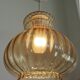 Pear-shaped striped suspension, in smoked glass.