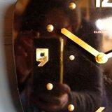 Vintage formica silent rectangular wall clock "Electric golden black"