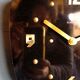 Vintage formica silent rectangular wall clock "Electric golden black"