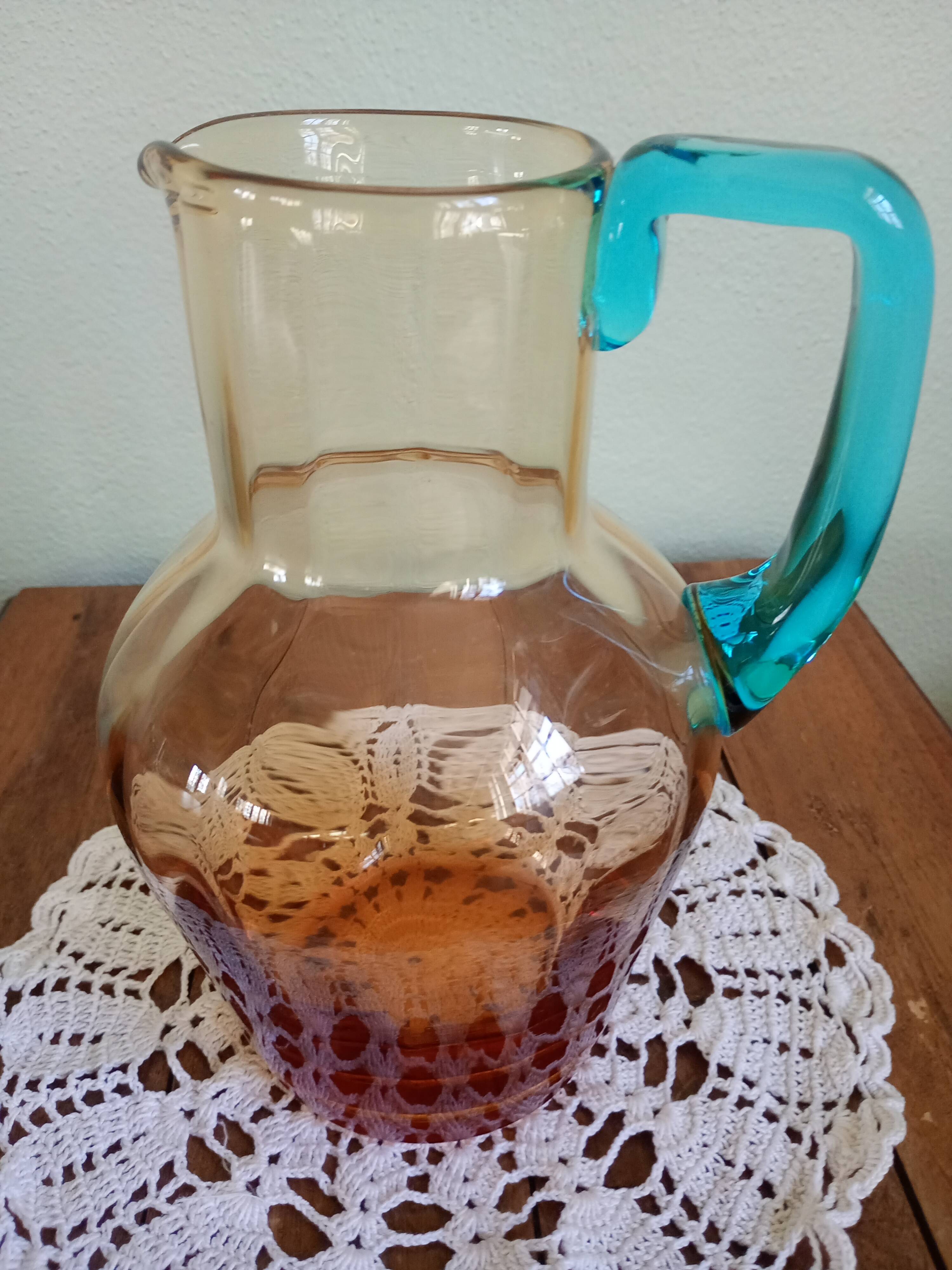 Portieux glassware pitcher - George Sand model - blue and amber