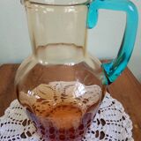 Portieux glassware pitcher - George Sand model - blue and amber