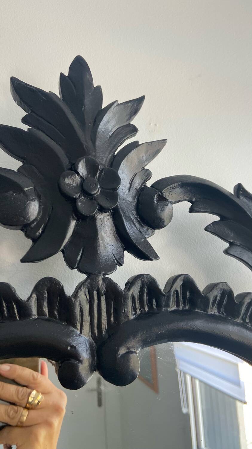 Black wood mirror