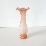 Pink frosted glass corolla vase Empoli Italy 1960