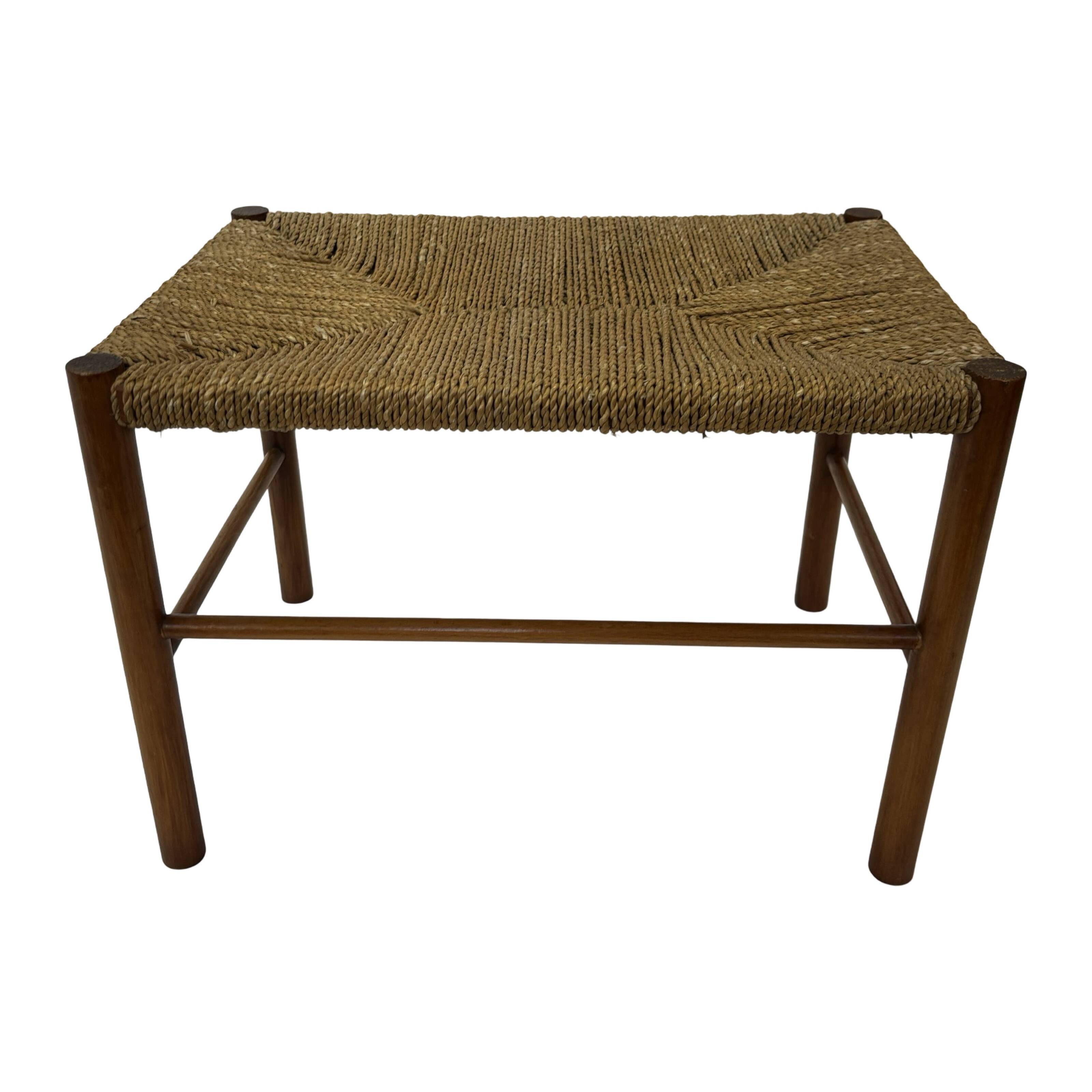 Vintage Stool Danish Papercord Rope Stool Mid Century Ottoman