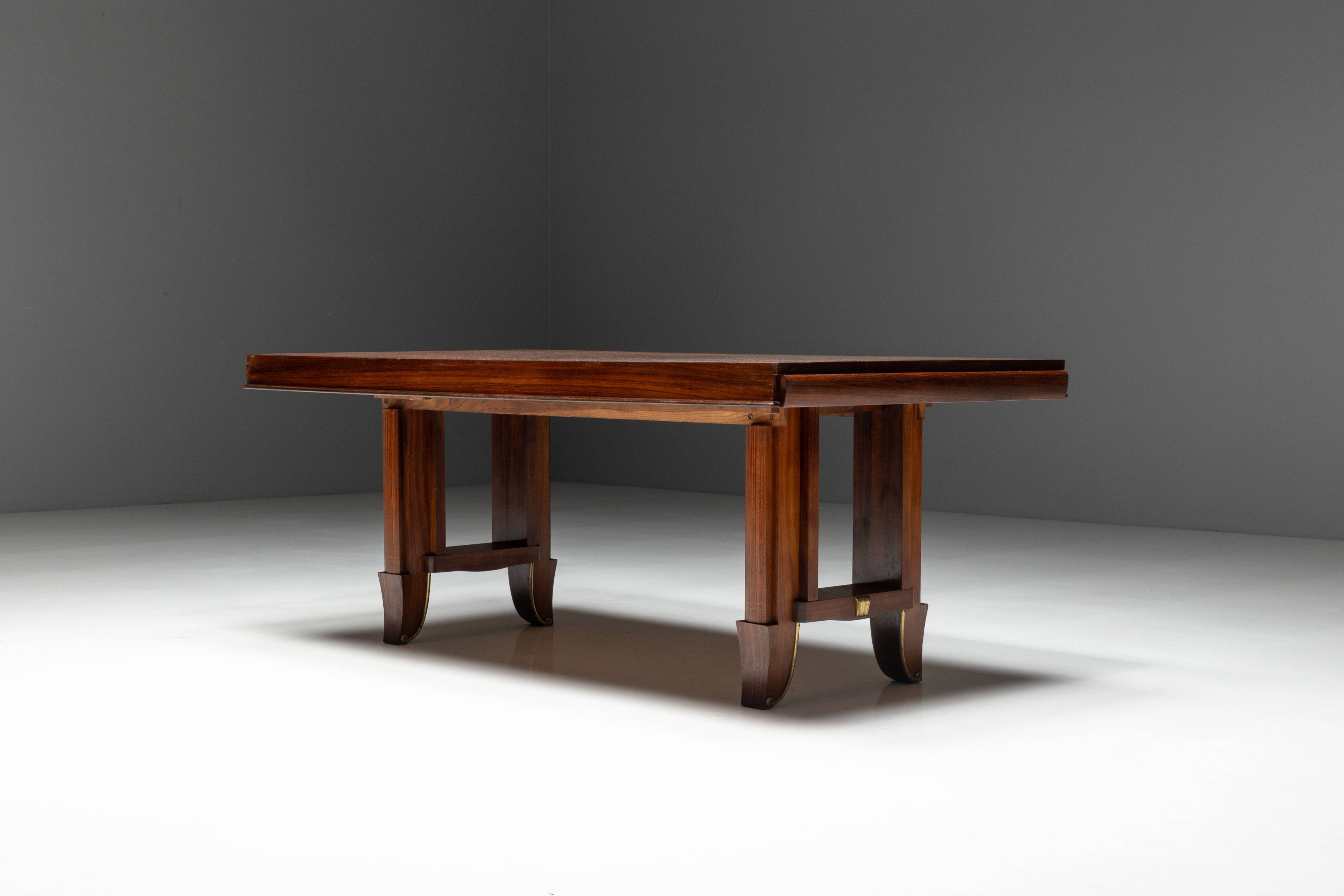 Art Deco parquetry dining table, France, 1930s