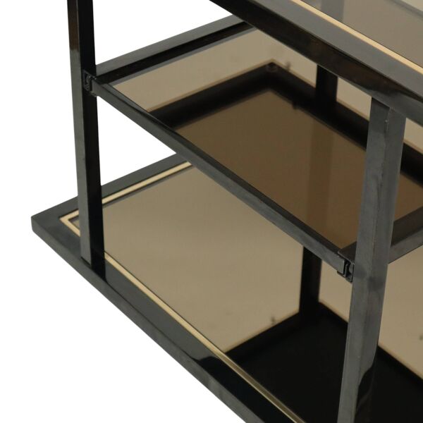 Chariot de bar design Belgo Chrom par Roger Van Hevel, or 23 carats