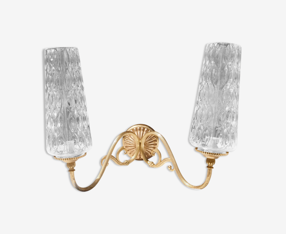Applique en métal doré et verre