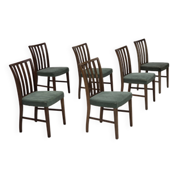 1960s, set of 6 Danish dining chairs, furniture wool, oak wood.