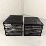 Black perforated steel nesting tables Italy 1980’s