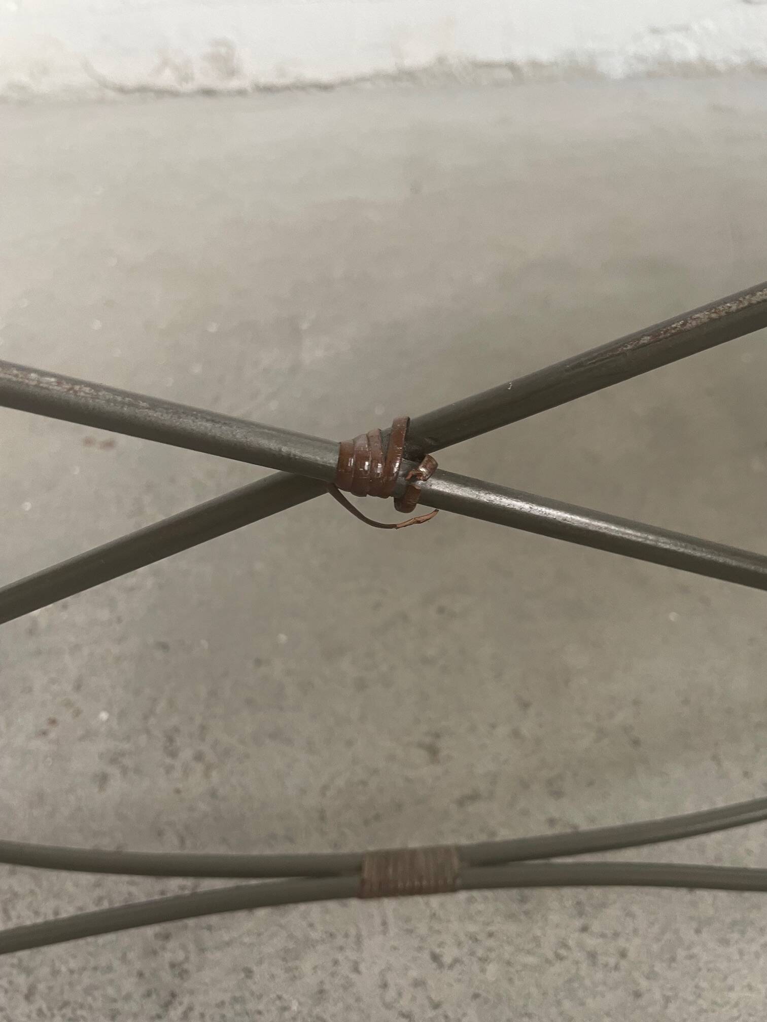 Steel Wire and Rattan Dining Table or Desk, Japan 1980's