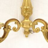 Pair of sconces in gilded bronze double candles