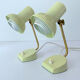 Pair of vintage 50s bedside table lamps, white yellow, laitonon, opaline