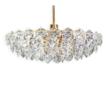Superb large chandelier, brass and crystal glass by Kinkeldey, Germany, 1970s.