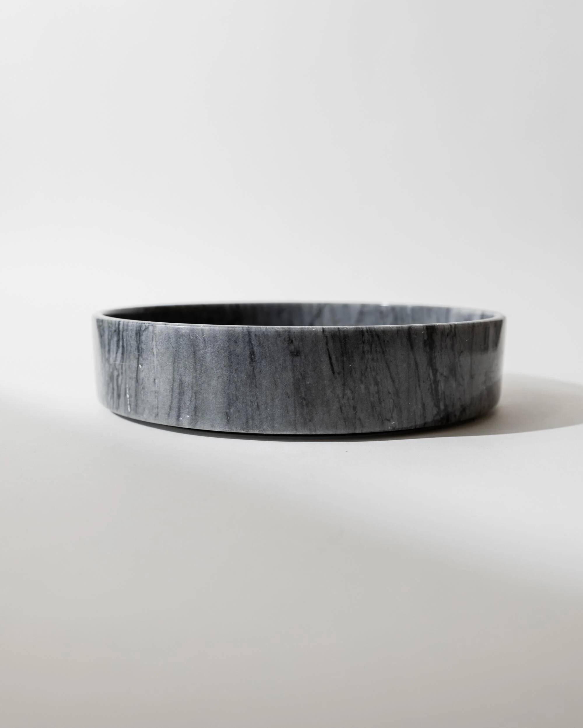 Large vintage marble bowl from the 1970s, dark grey.