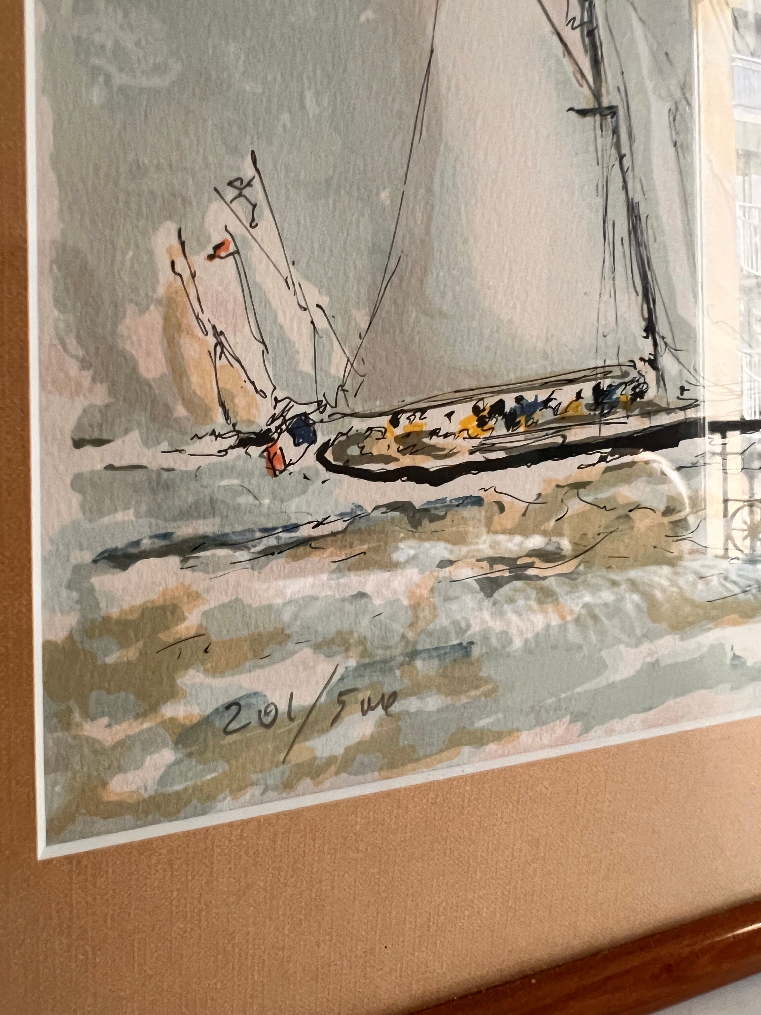 Painting boat in the maritime storm