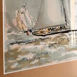 Tableau bateau dans la tempete maritime