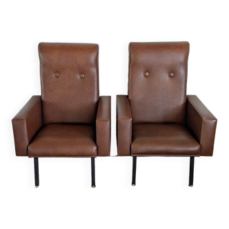 Pair of skai armchairs from the 1950s.