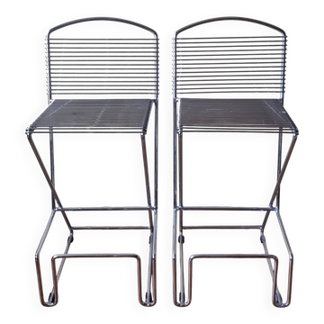 Paire de tabourets de bar Till Behrens Schlubach acier chromé années 80