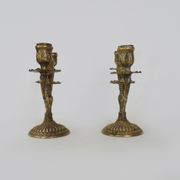 Pair of old candle holders with 3 branches in bronze, year 50/60