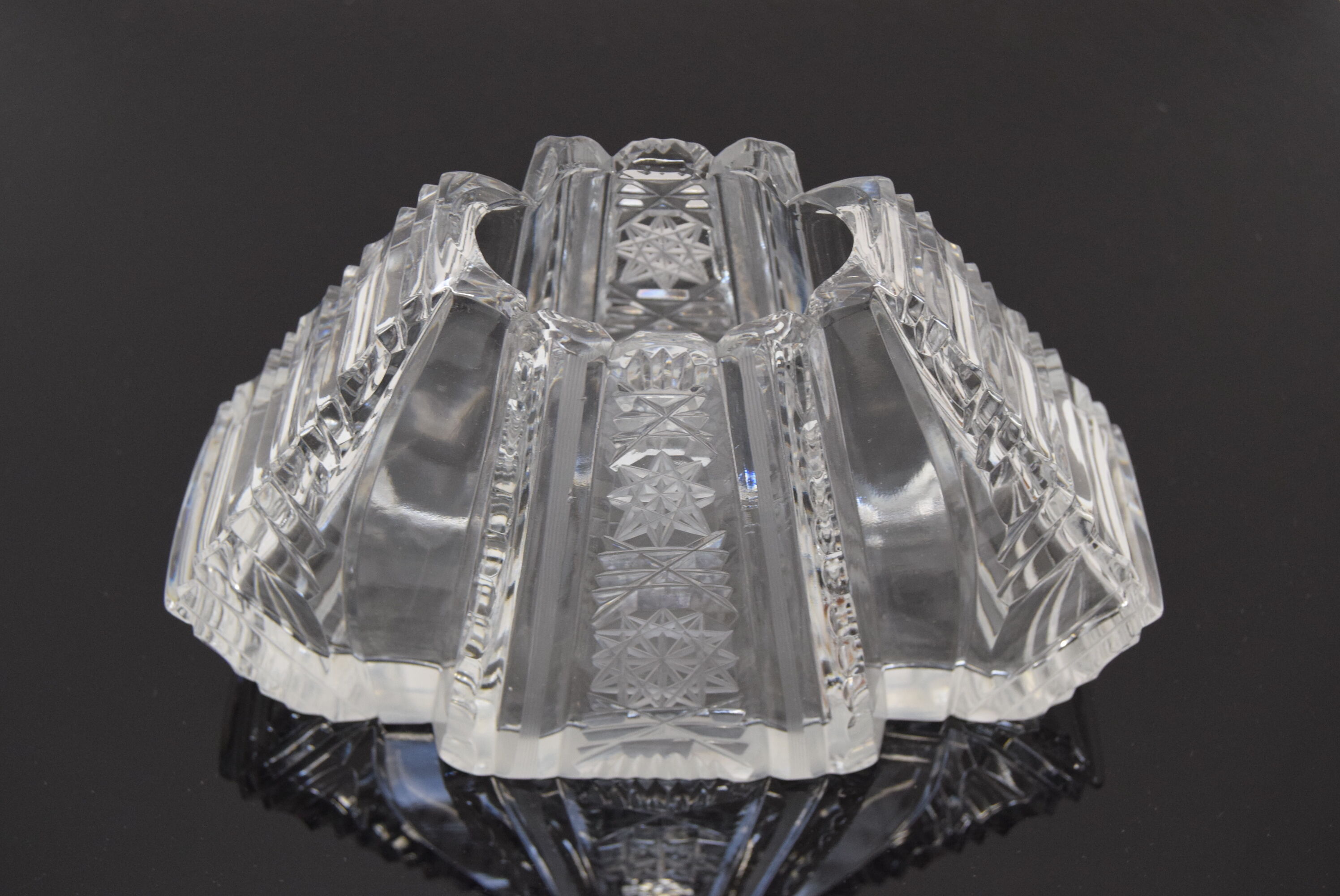Vintage Cut Crystal Glass Vase, Glasswork Novy Bor, 1950's.