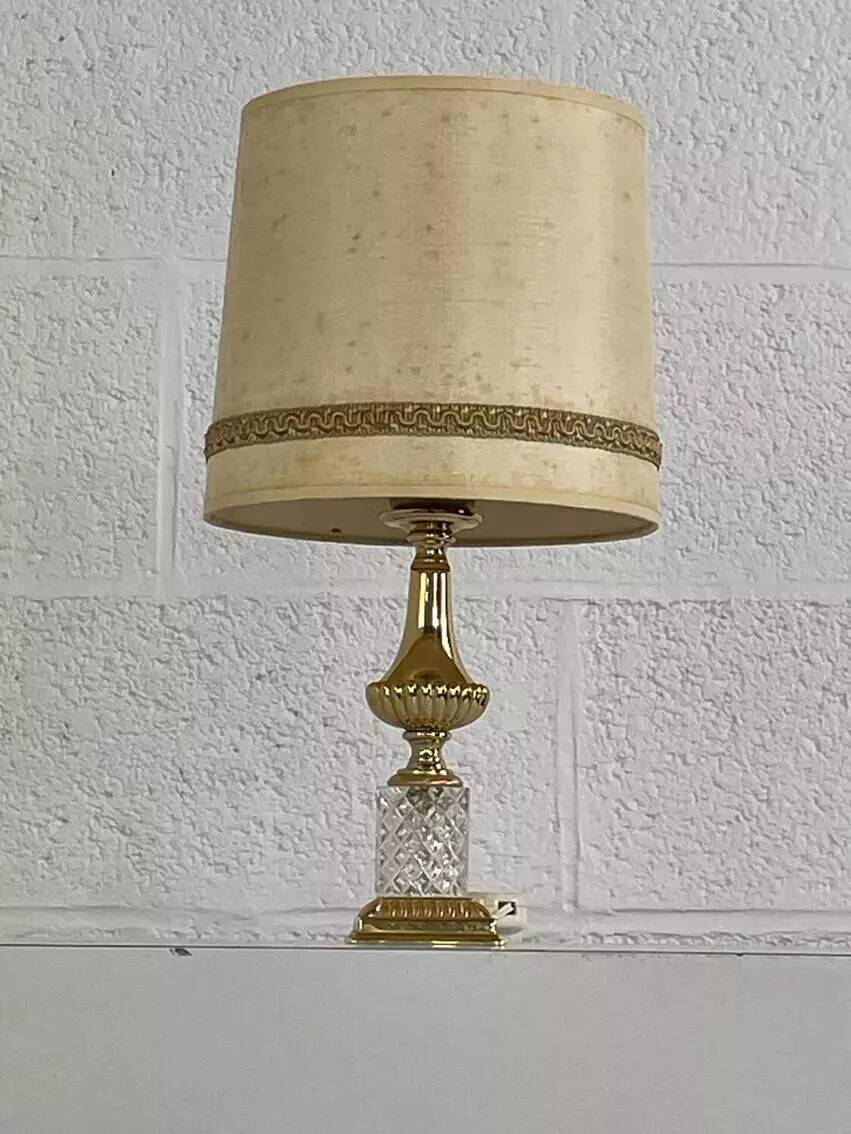 Lampe ancienne en crystal et laiton