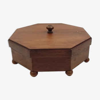 Octagonal wooden box 4 removable compartments