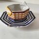 HB Quimper octagonal butter dish, hand-painted graphic design.