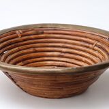 Rattan and brass fruit basket, 60s