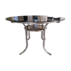 Round table in chromed metal and smoked glass
