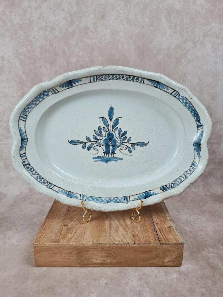 Large antique blue earthenware dish