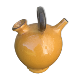 Gargoulette, Provençal jug in enamelled ceramic, vintage ochre color