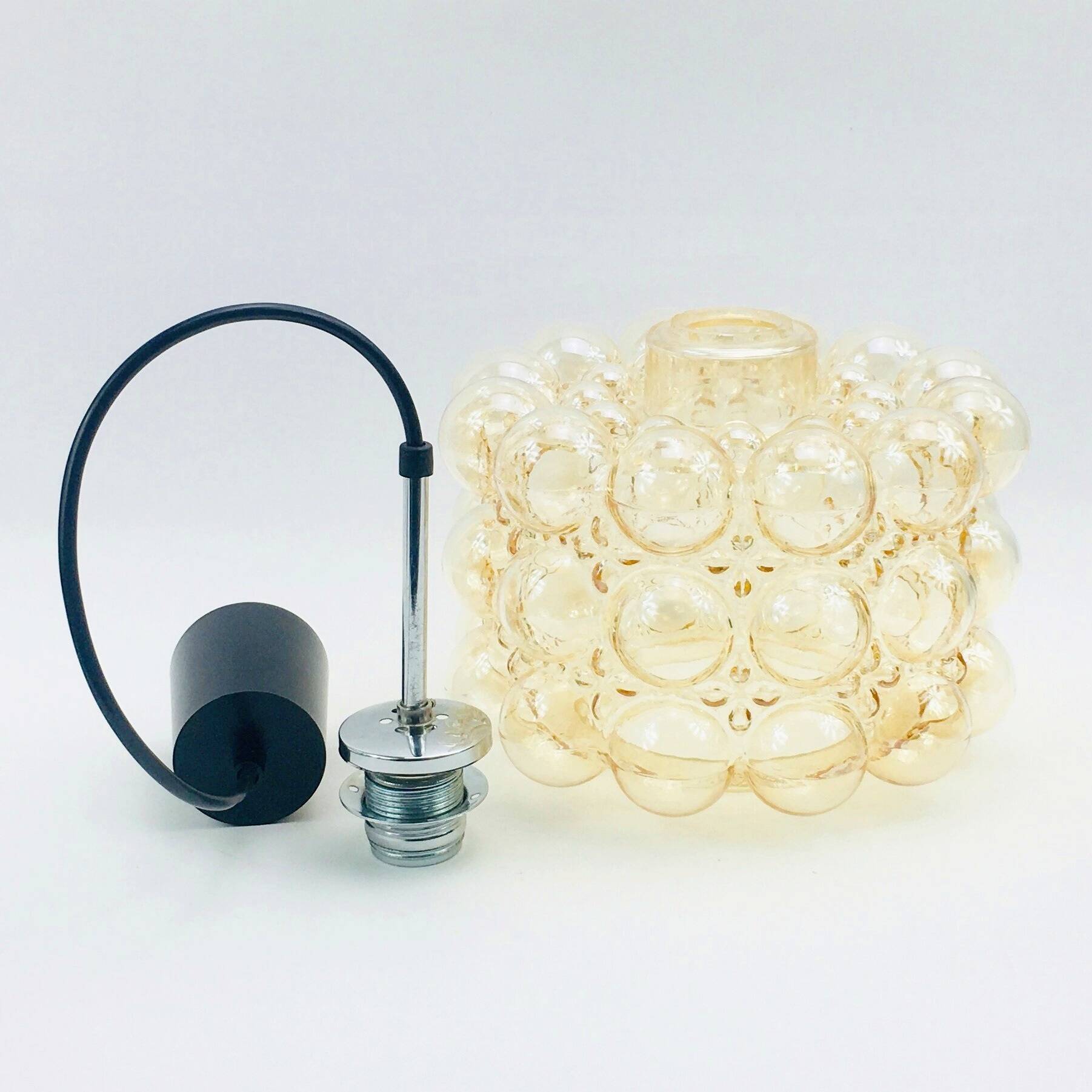 Mid-Century Amber Bubble Glass Ceiling Light/Pendant by Helena Tynell for Limburg, Germany, 1960s