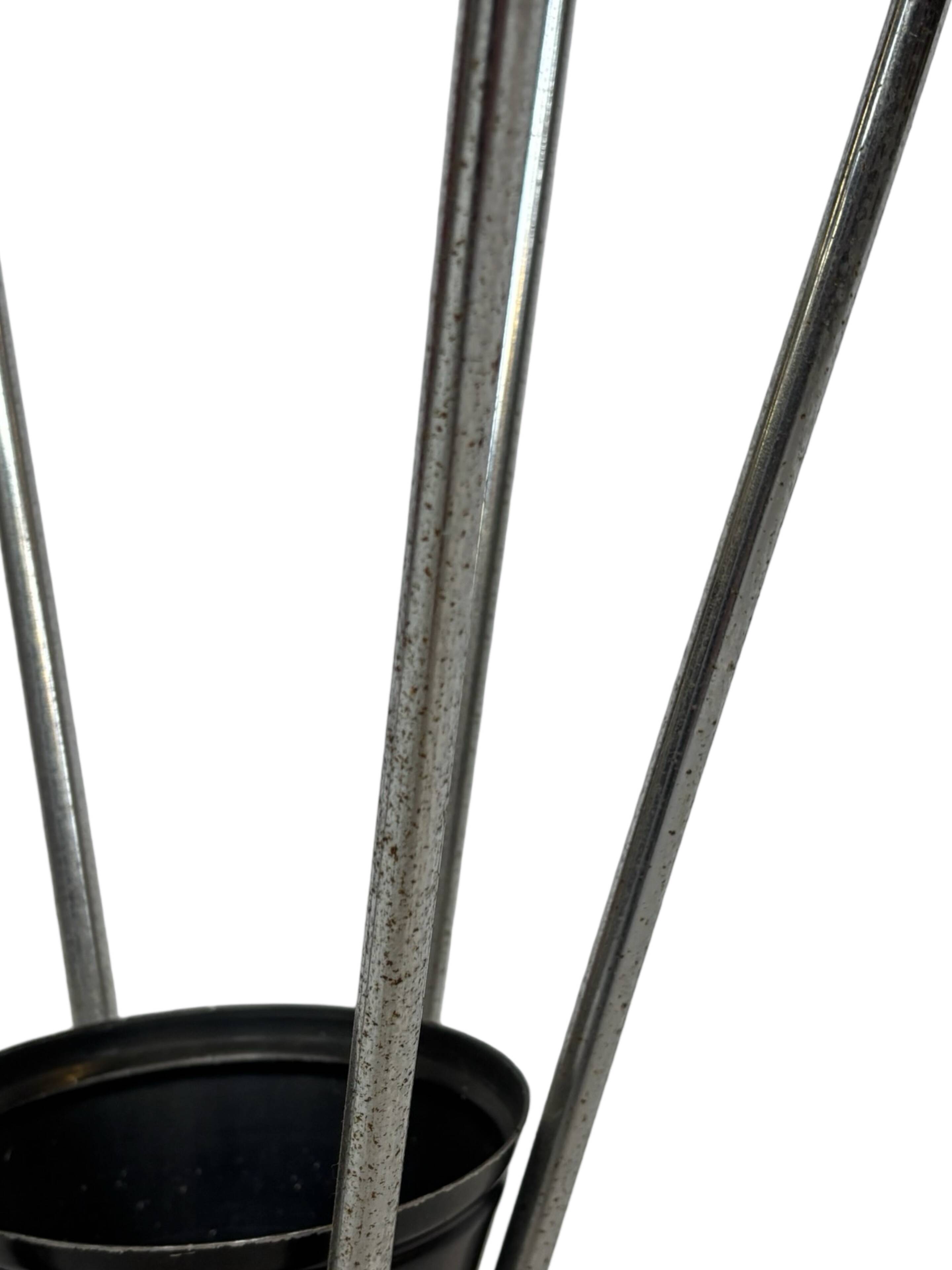 Vintage Umbrella stand chrome round black Dutch Art Deco