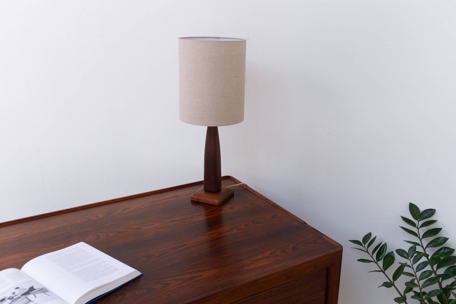 Vintage Danish Teak Table Lamp, 1960s