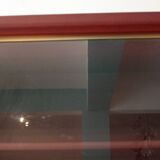 Crédence ou bibliothèque à deux sections recouverte de similicuir couleur Bordeaux