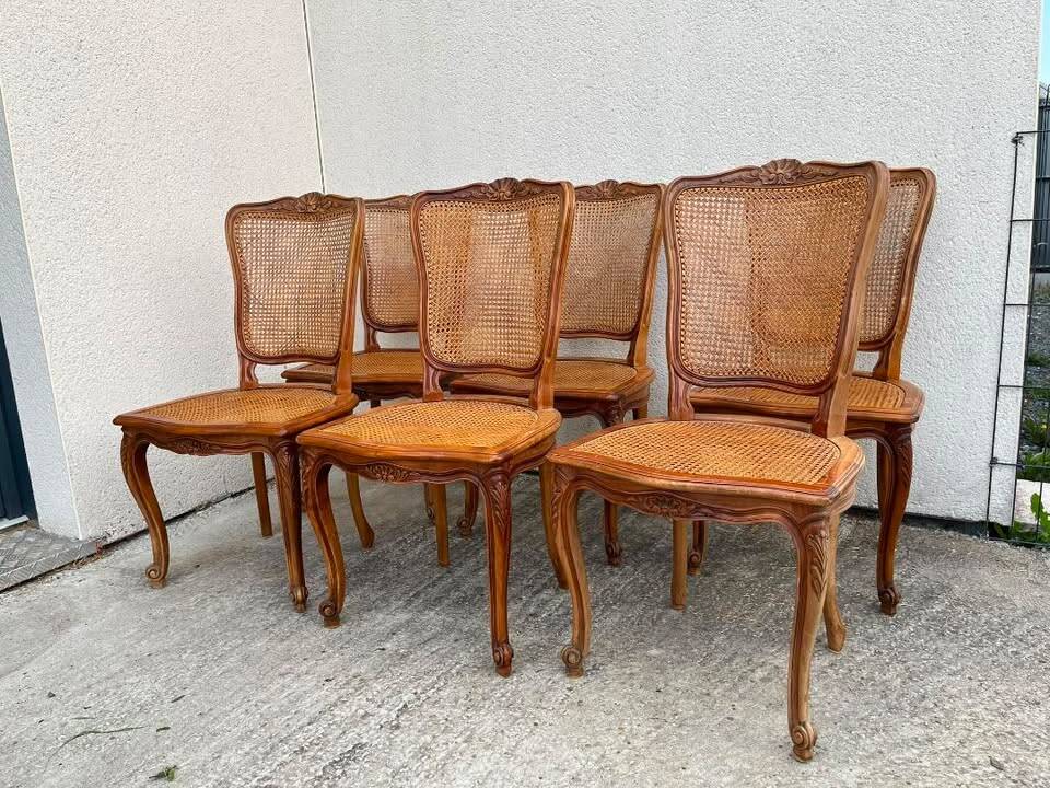 Set of 6 Cane Chairs in Louis XV style