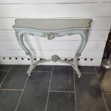 Louis XV style console in gray patinated carved wood