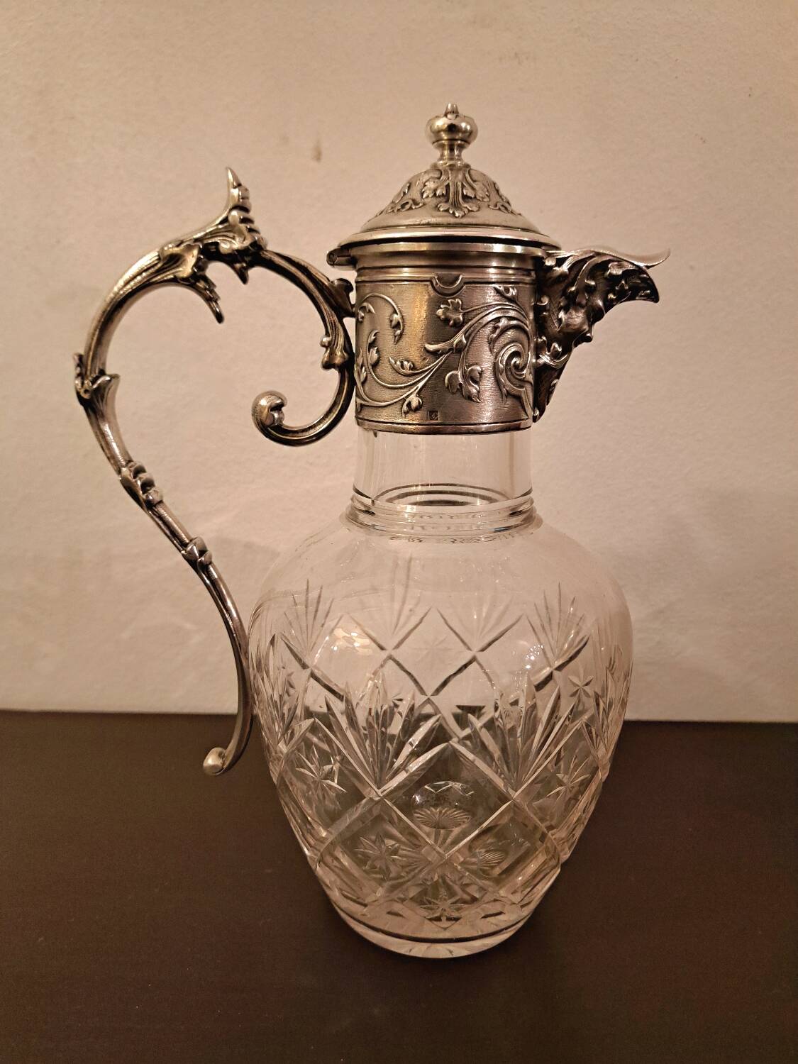 Gallia Christofle crystal and silver-plated metal jug