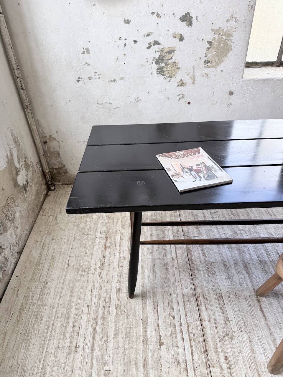 Tapiovaara dining table, black patina, 1950s.