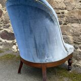 Toad armchair, blue velvet, vintage, 1950s