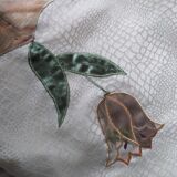 Tablecloth and napkins with a spring theme, vintage tulips, new polyester.