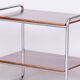 Table d'appoint Bauhaus tchèque en noyer et acier chromé, années 1930